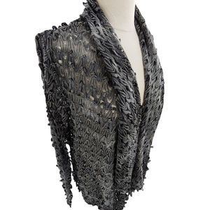 Tribal open weave cardigan/shawl in gray gradients size large